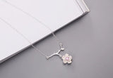 925 Sterling Silver Crystal Flower Necklace Pendant