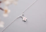925 Silver Crystal Flower Necklace for Women