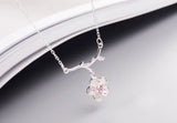 925 Silver Crystal Flower Necklace for Women
