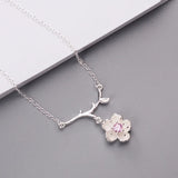 925 Sterling Silver Crystal Flower Necklace Pendant
