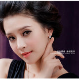 Double Row Zircon 925 Silver Stud Earrings Anti-Allergic Women