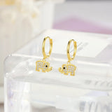 925 Sterling Silver Crystal Elephant Earrings for Women