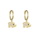 925 Sterling Silver Crystal Elephant Earrings for Women
