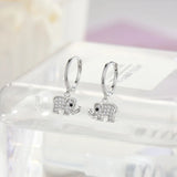 925 Sterling Silver Crystal Elephant Earrings for Women