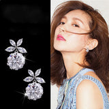 Zircon Flower Earrings 925 Silver Statement Jewelry for Women