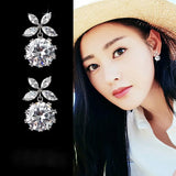 Zircon Flower Earrings 925 Silver Statement Jewelry for Women