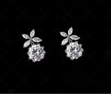 Zircon Flower Earrings 925 Silver Statement Jewelry for Women