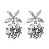 Zircon Flower Earrings 925 Silver Statement Jewelry for Women