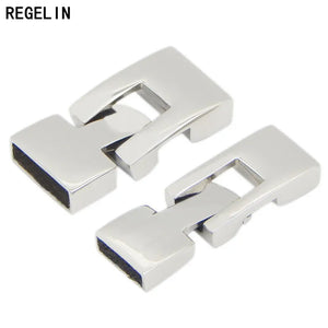 Stainless Steel Silver Buckle Clasps End Caps for DIY Leather Cord Bracelets