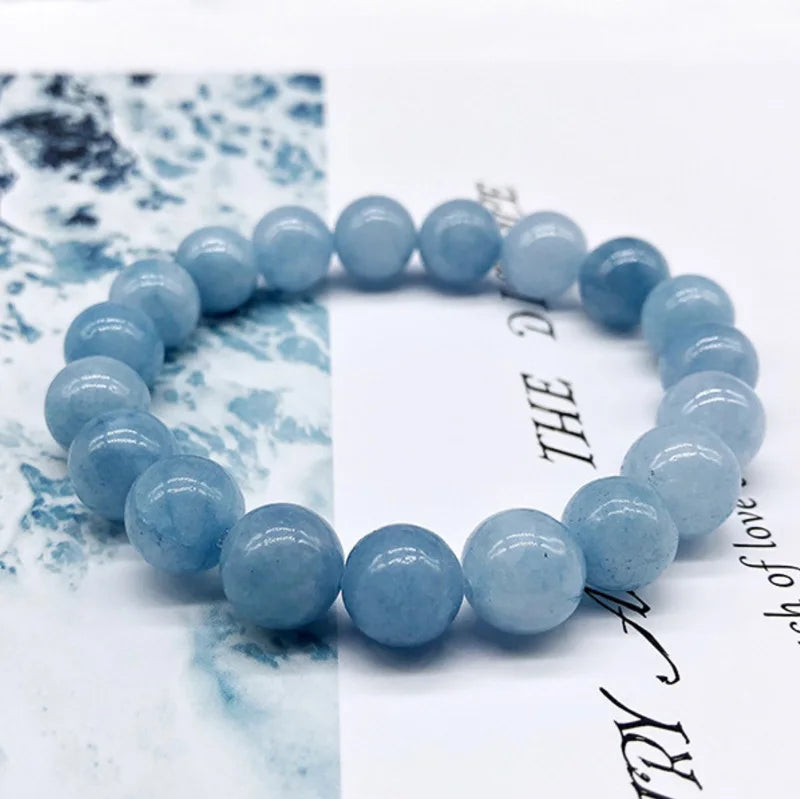 Angelite Round Beads Bracelet for Women Men Gift