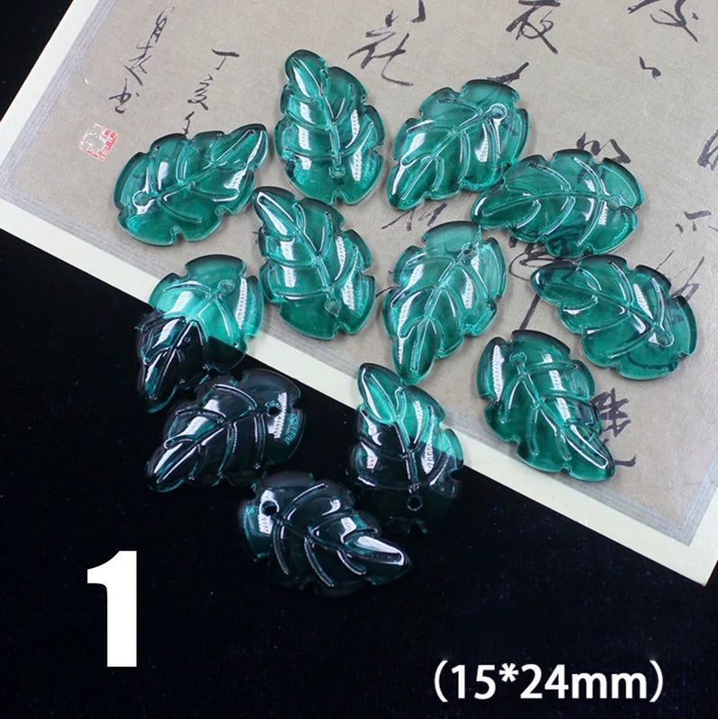 50 pcs Jade Leaves Tree Leaf Charms Metal Earring Hairpin DIY Jewelry Findings