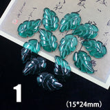 50 pcs Jade Leaves Tree Leaf Charms Metal Earring Hairpin DIY Jewelry Findings