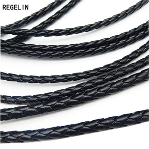 5m Braided PU Leather Bracelet Findings 3/4/5/6mm Round Cord DIY Necklace
