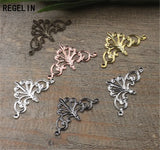 50pcs 16x28mm Flower Motif European Hollow Charms DIY Vintage Jewelry