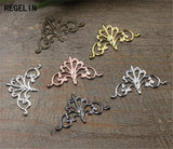 50pcs 16x28mm Flower Motif European Hollow Charms DIY Vintage Jewelry