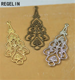Hollow Flower Motif Pendant Charms 20pcs 18*41mm DIY Necklace Findings