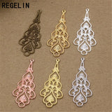 Hollow Flower Motif Pendant Charms 20pcs 18*41mm DIY Necklace Findings