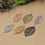 Metal Leaf Charms 50pcs DIY Vintage Bracelet Necklace Pendant Brass Findings