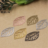 Metal Leaf Charms 50pcs DIY Vintage Bracelet Necklace Pendant Brass Findings