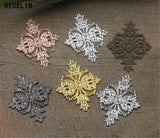 50pcs Vintage Hollow Flower Charms 23x30mm Silver Plated Findings DIY Headwear