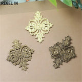 50pcs Vintage Hollow Flower Charms 23x30mm Silver Plated Findings DIY Headwear
