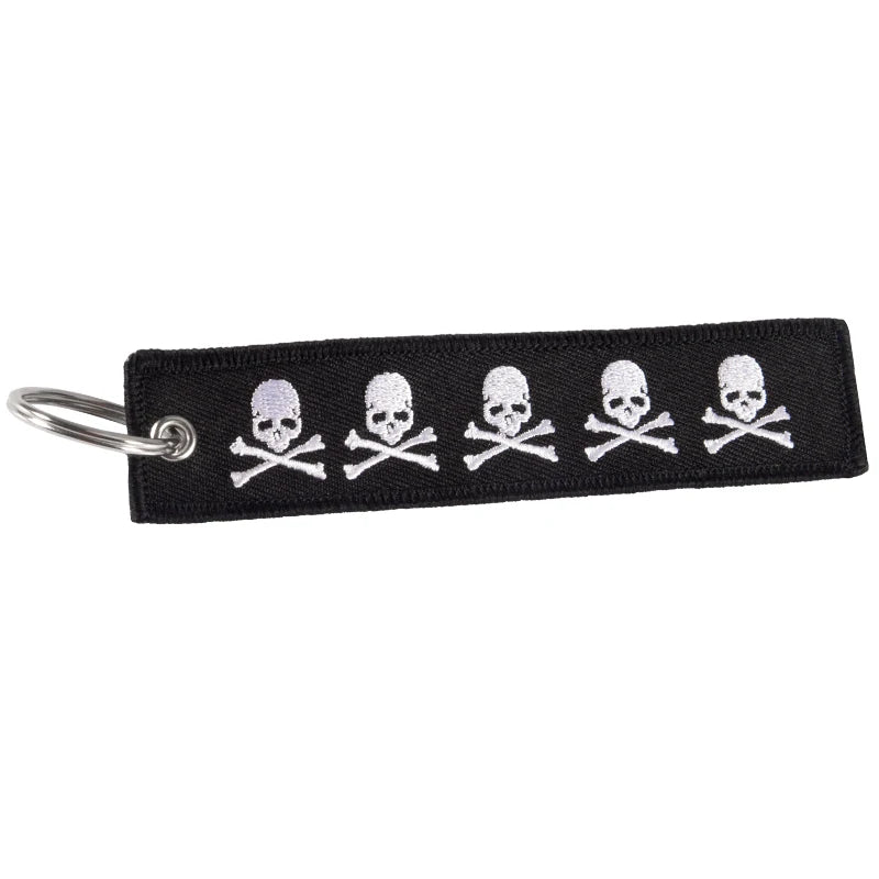 Embroidery Dangerous Skull Keychain for Motorcycles