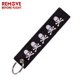Embroidery Dangerous Skull Keychain for Motorcycles