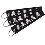 Embroidery Dangerous Skull Keychain for Motorcycles