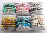 RH Fashio Beaded Bracelet Set Natural Stone & Crystal 5pc Bracelets