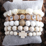 RH Fashio Beaded Bracelet Set Natural Stone & Crystal 5pc Bracelets