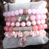 RH Fashio Beaded Bracelet Set Natural Stone & Crystal 5pc Bracelets