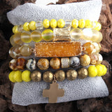 RH Fashio Beaded Bracelet Set Natural Stone & Crystal 5pc Bracelets