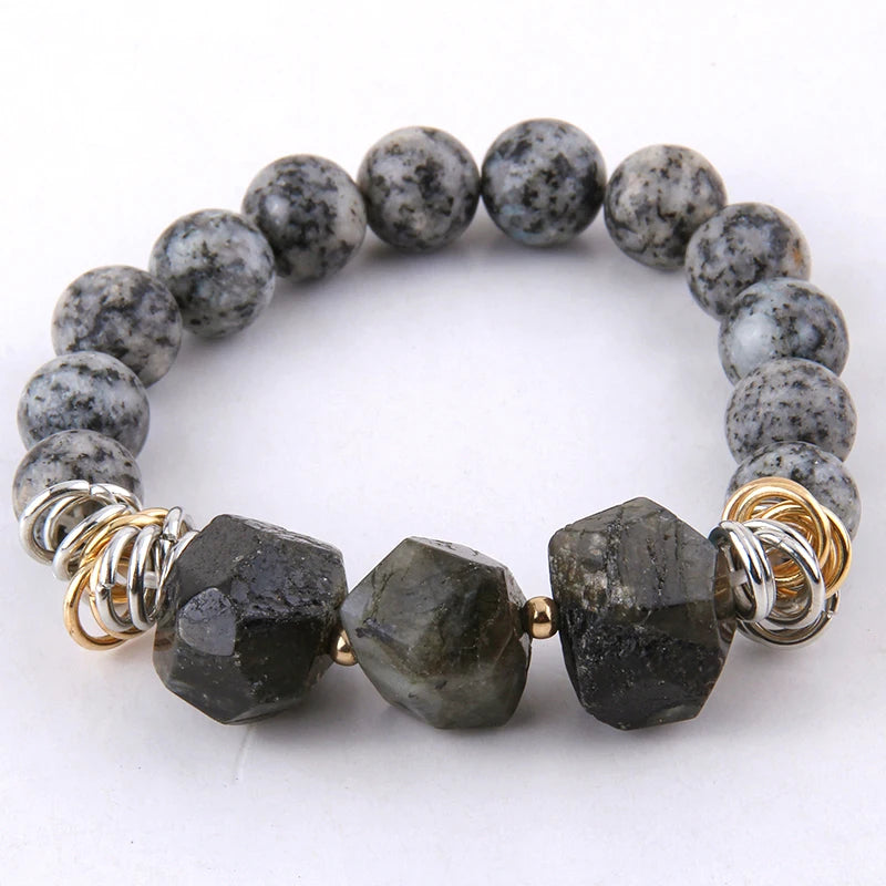 RH 10mm Women Natural Stone Bead Bracelet