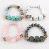 RH 10mm Women Natural Stone Bead Bracelet
