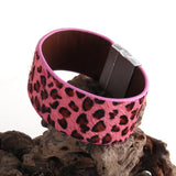 Leopard Horsetail Leather Wrap Bracelet Magnetic Clasp for Women