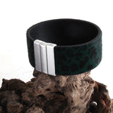 Leopard Horsetail Leather Wrap Bracelet Magnetic Clasp for Women