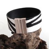 Leopard Horsetail Leather Wrap Bracelet Magnetic Clasp for Women