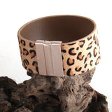 Leopard Horsetail Leather Wrap Bracelet Magnetic Clasp for Women