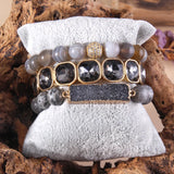RH Beaded Bracelet 3pc Stack Long Druzy Bracelet Sets For Women Gift
