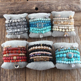 Red Beaded Bracelet Stack Sets for Women