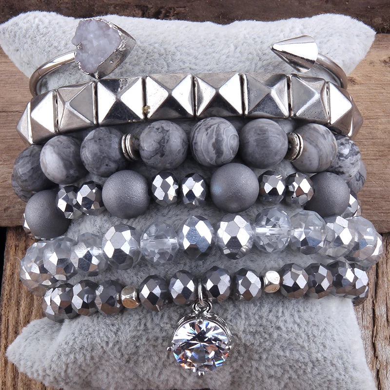 Red Beaded Bracelet Stack Sets for Women