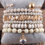 Red Beaded Bracelet Stack Sets for Women