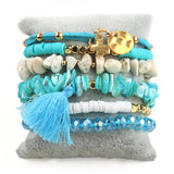 Beaded Bracelet Set Tassel Charm 6pc Stack Bracelets Women's Jewelry Birthday