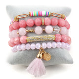 5pc Boho Beaded Charm Bracelet Set for Women