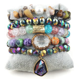 5pc Boho Beaded Charm Bracelet Set for Women