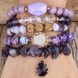 5pc Boho Beaded Charm Bracelet Set for Women