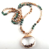 RH Beaded Jewelry Crystal Plumblossom Glass Pendant Necklaces