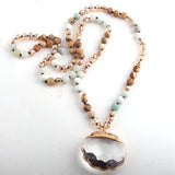 RH Beaded Jewelry Crystal Plumblossom Glass Pendant Necklaces