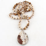 Beaded Necklace 8mm Natural Stone Glass Beads Bohemian Jewelry