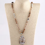 Beaded Necklace 8mm Natural Stone Glass Beads Bohemian Jewelry